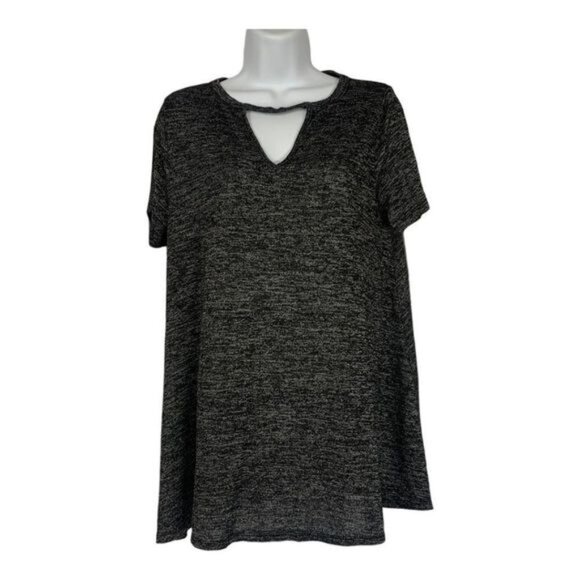 Bobbie Brooks Ladies Black & Gray Short Sleeve Top Size L Rayon/Polyester/Spande - Picture 1 of 6